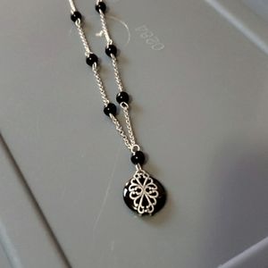 Sterling Silver & Onyx Bead Station Necklace